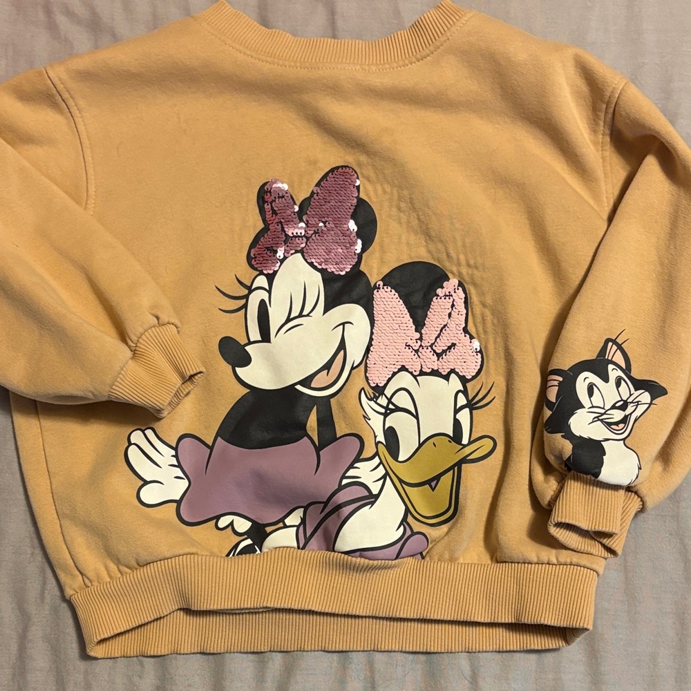 💛 H&M Kids Sweatshirt with Minnie and Daisy - Mustard and Pink
